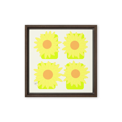 Sunflower squares framed canvas