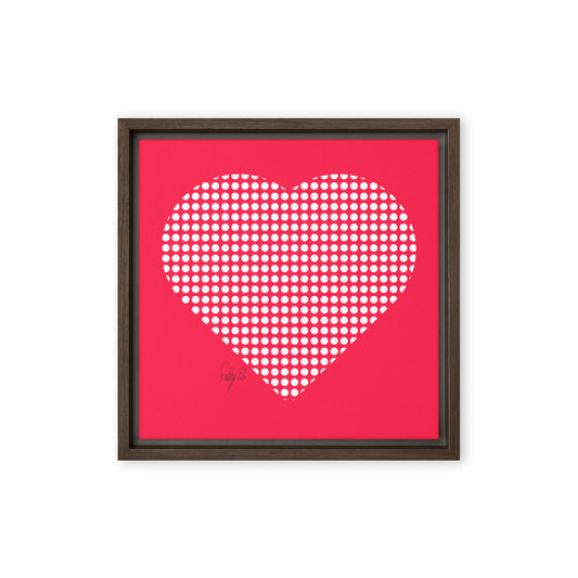 In love (dotted heart) framed canvas