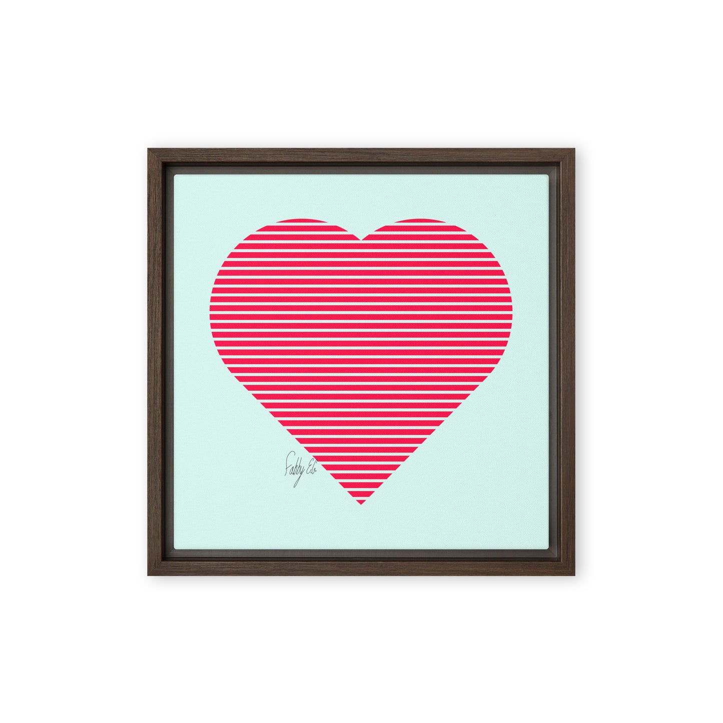 In love (passion heart stripes) framed canvas