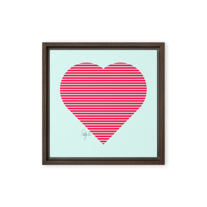 In love (passion heart stripes) framed canvas