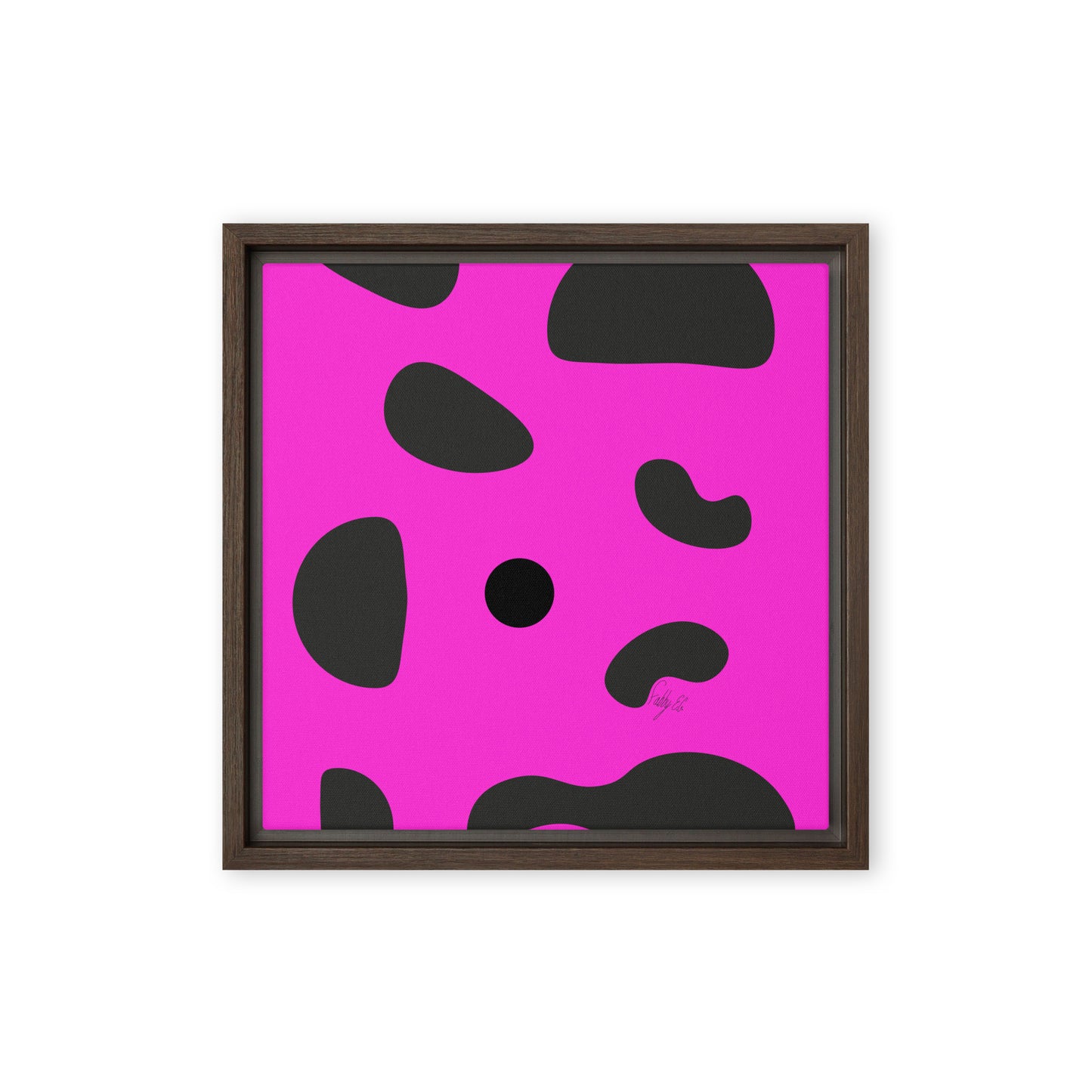 Dots pink framed canvas