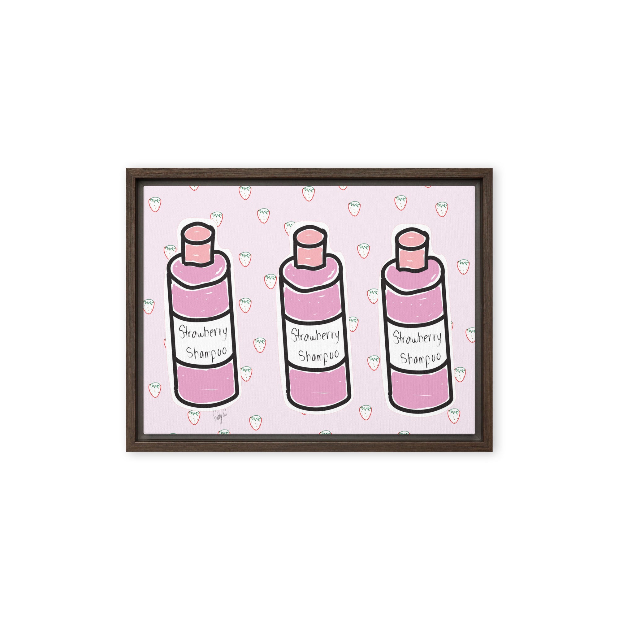 Strawberry shampoo framed canvas