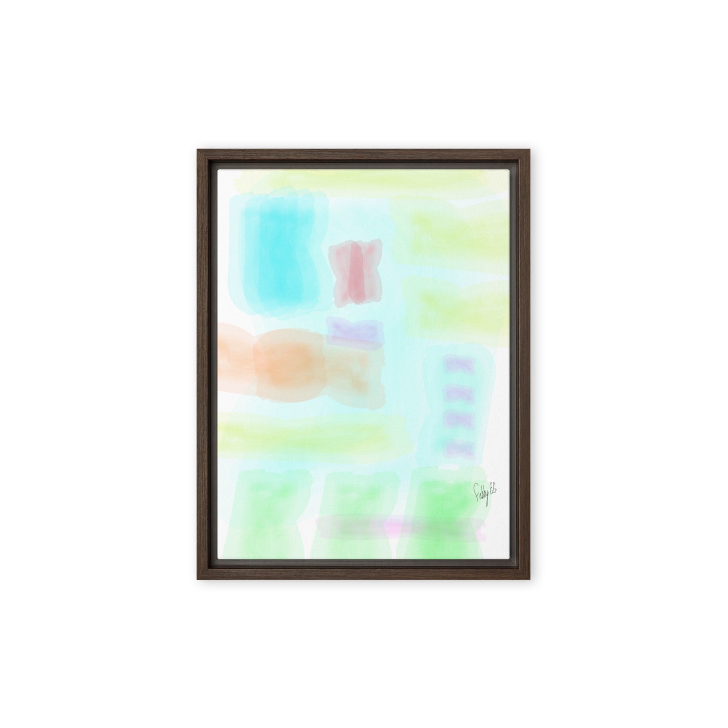 Watercolor abstract framed canvas