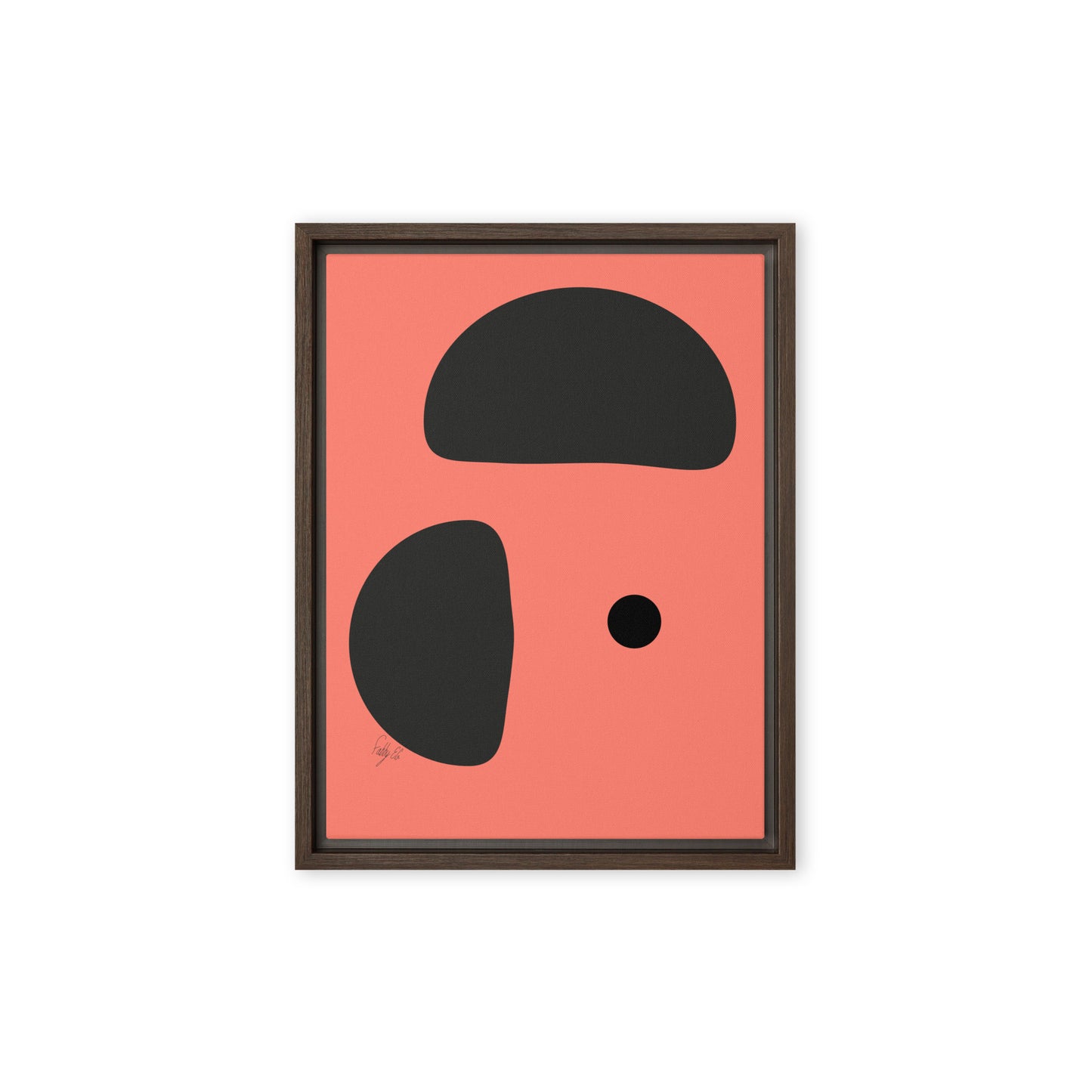 Opposite dots salmon framed canvas