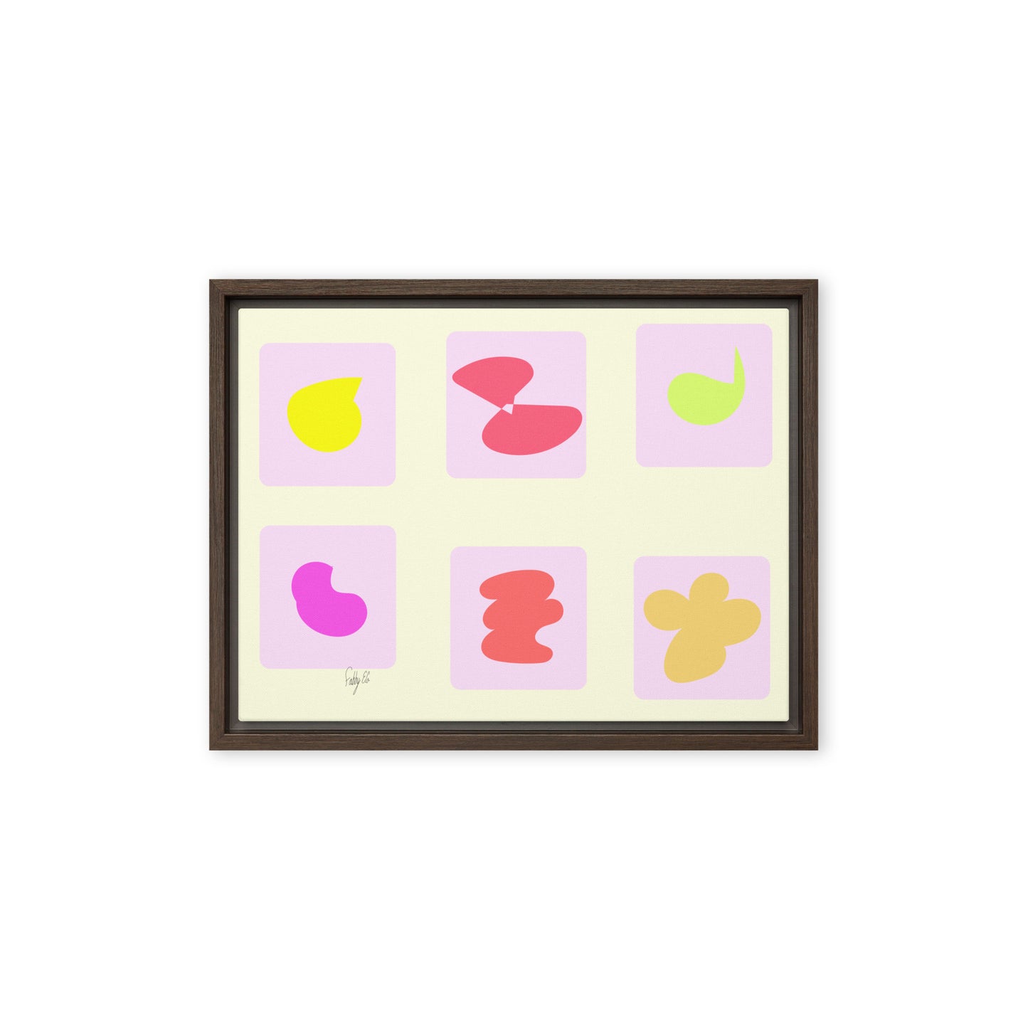 Pink squares in motion framed canvas