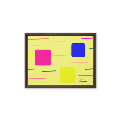 Time zone in a square yellow framed canvas