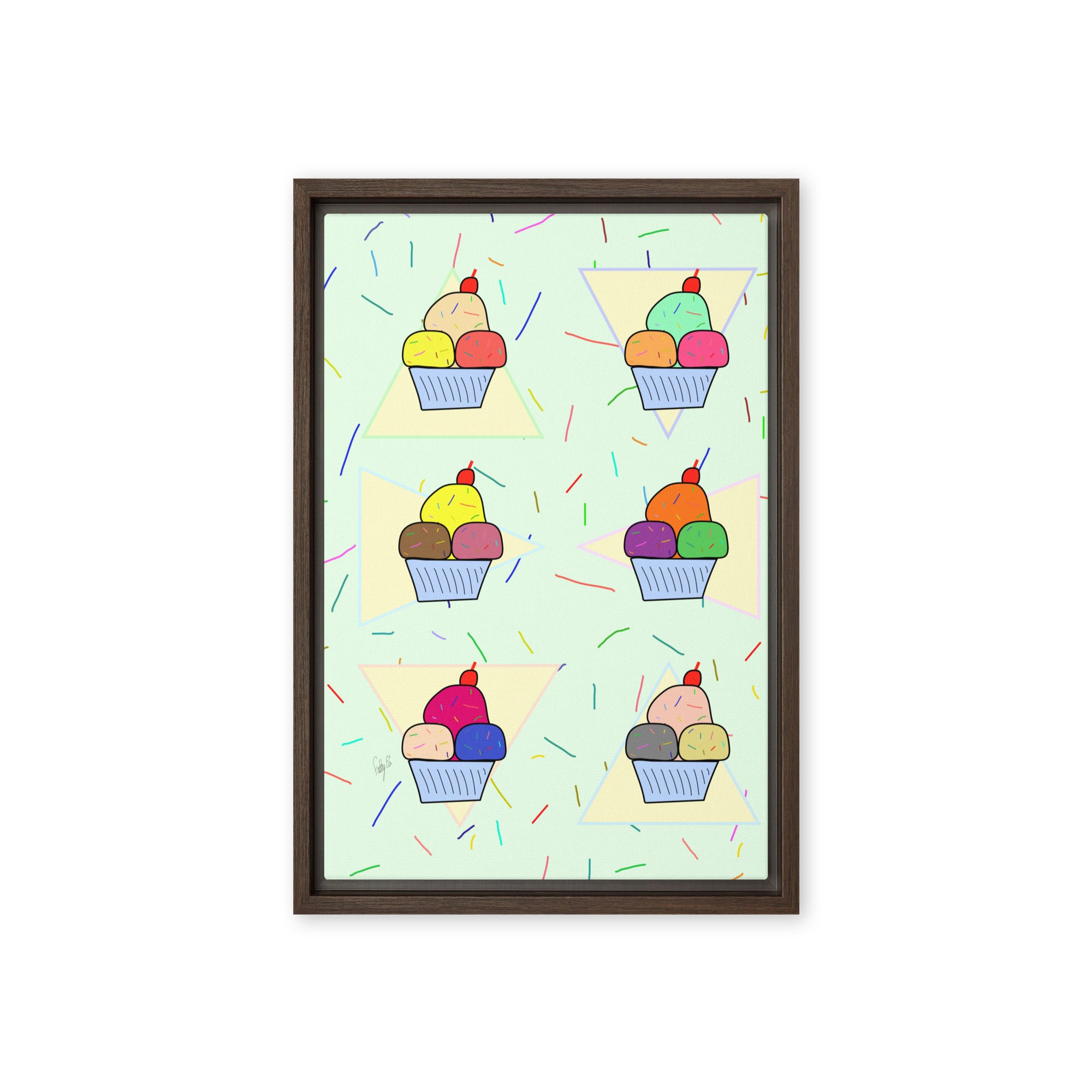 Ice cream time framed canvas