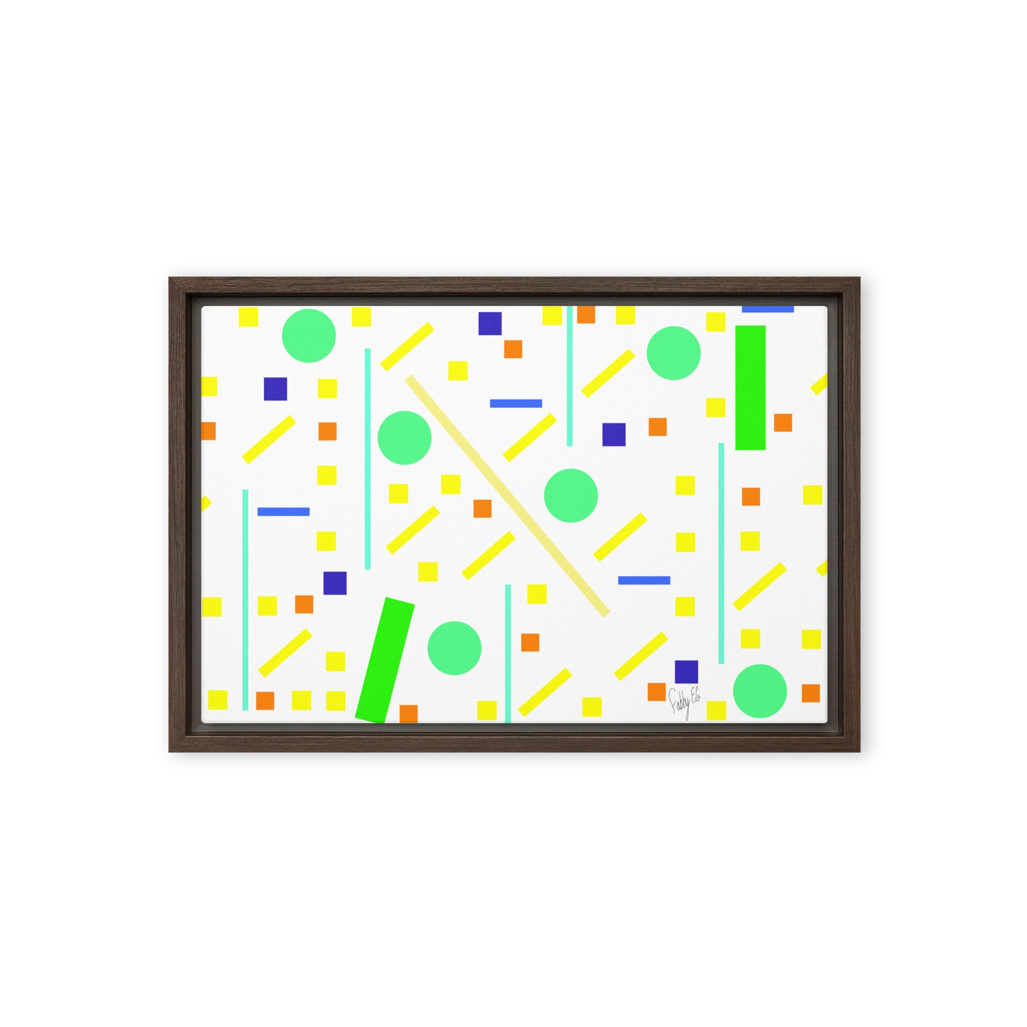 Squares and petite rectangles (white) framed canvas