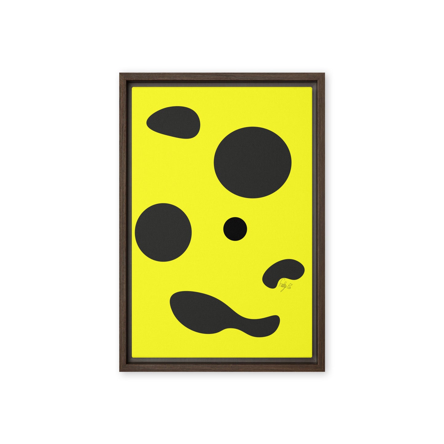 Dots yellow framed canvas