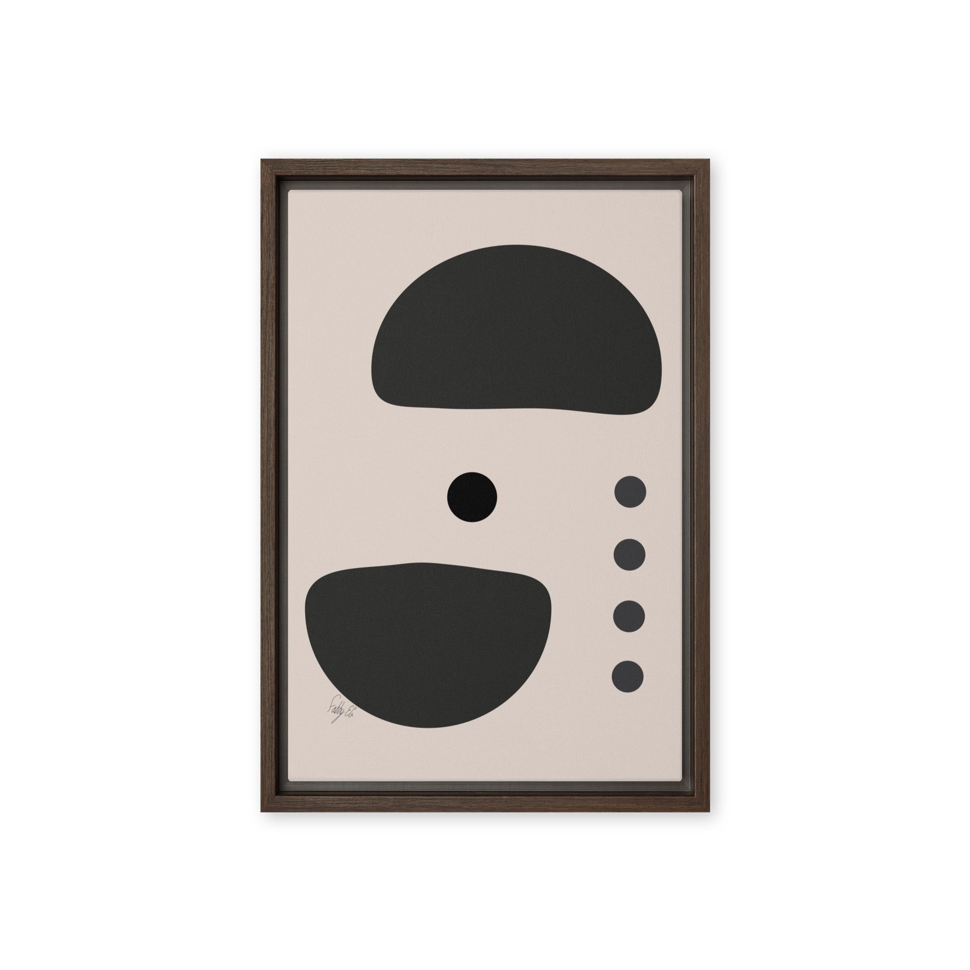 Dots taking sides Light pale framed canvas