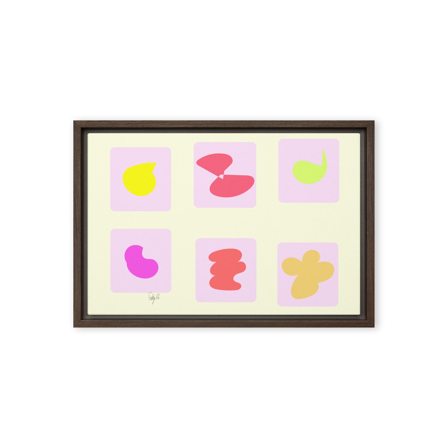 Pink squares in motion framed canvas