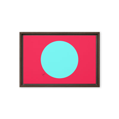 Circling around pink framed canvas