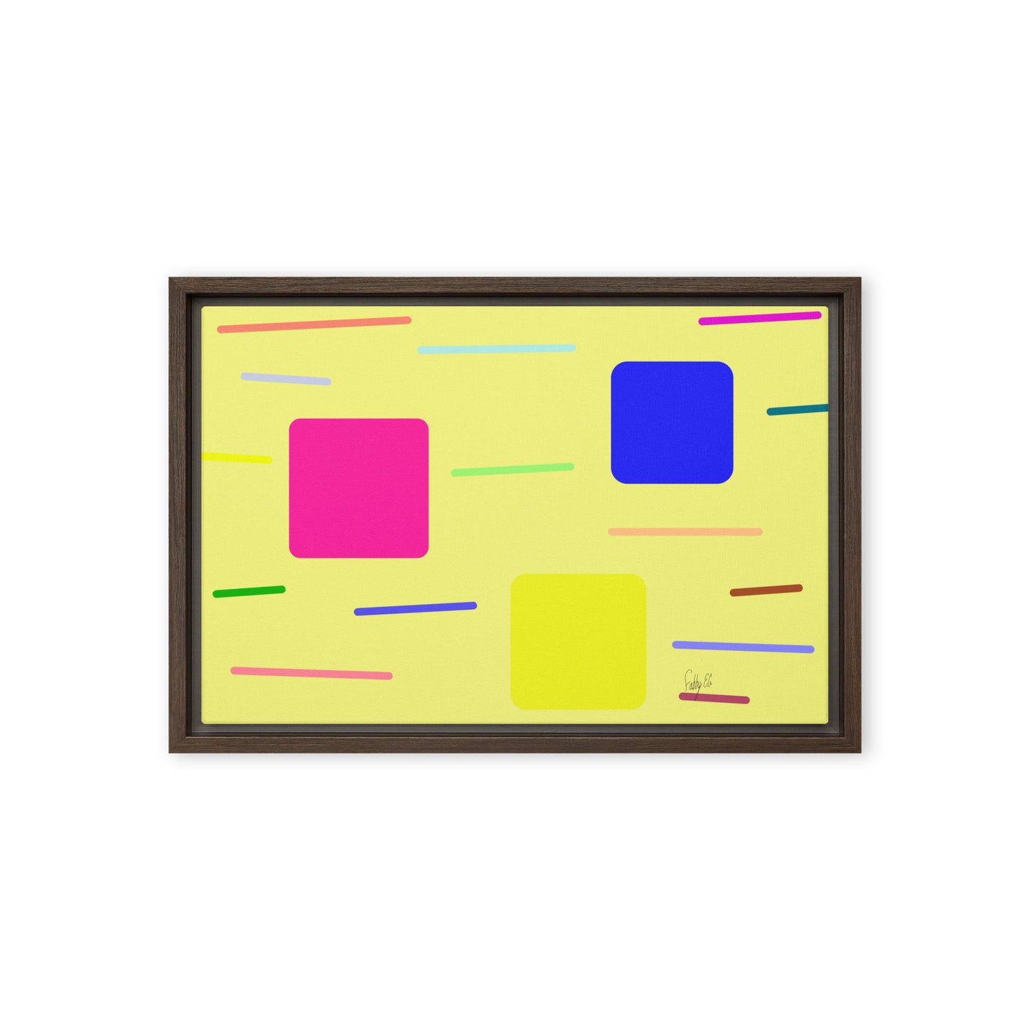 Time zone in a square yellow framed canvas