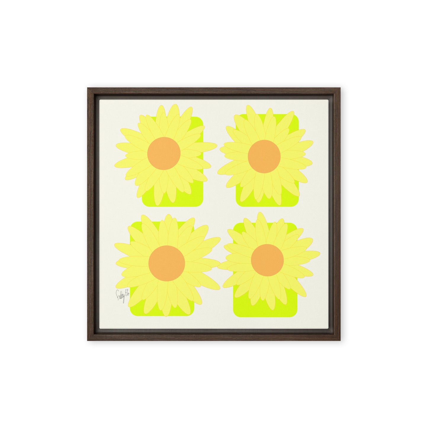 Sunflower squares framed canvas