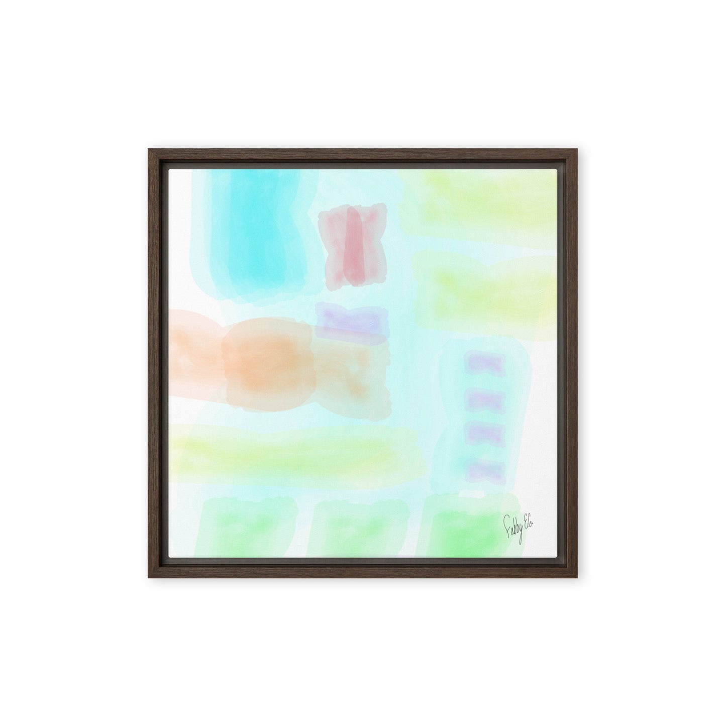 Watercolor abstract framed canvas