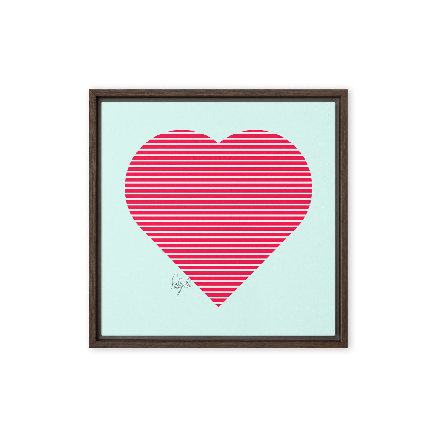 In love (passion heart stripes) framed canvas