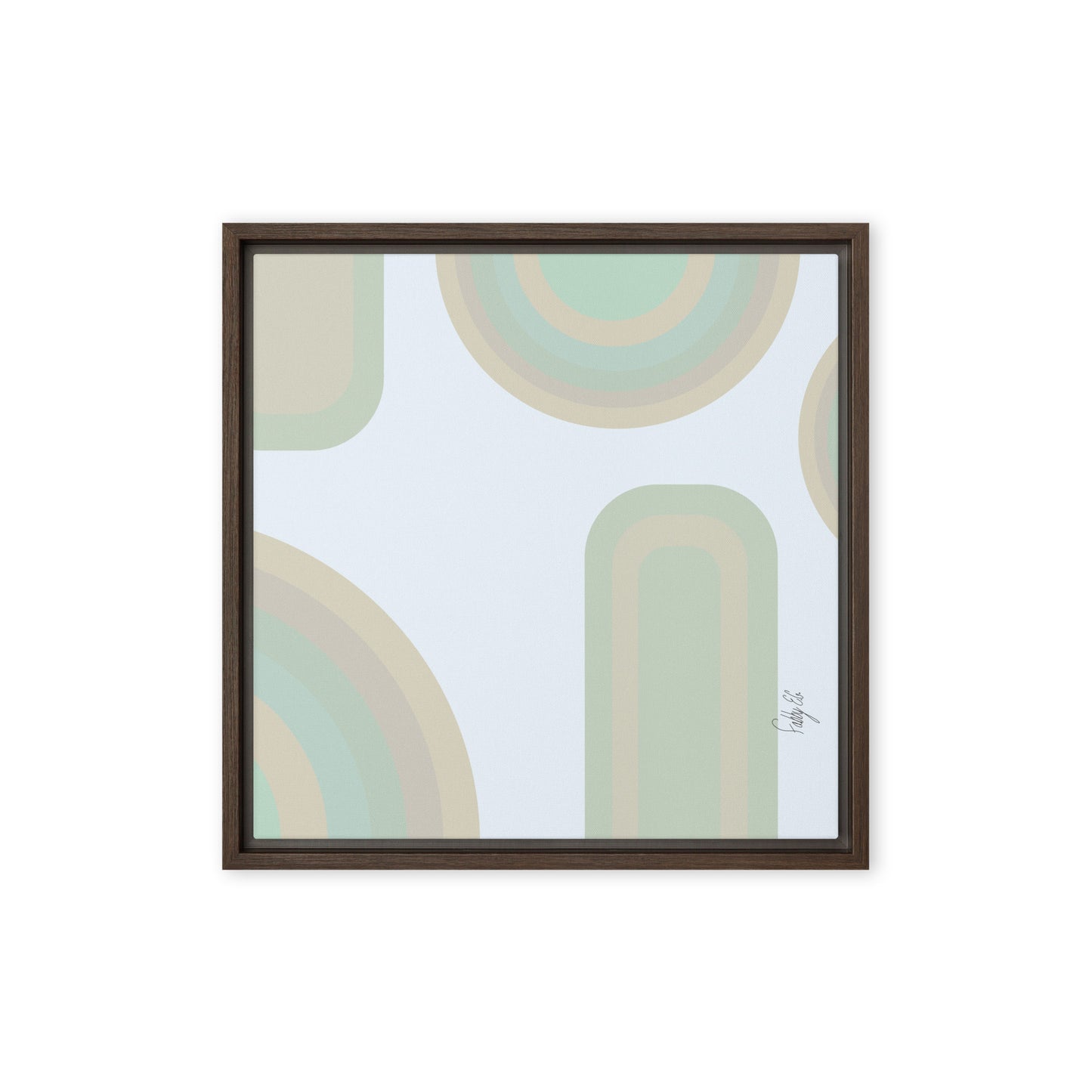 Neutral patterns blue framed canvas