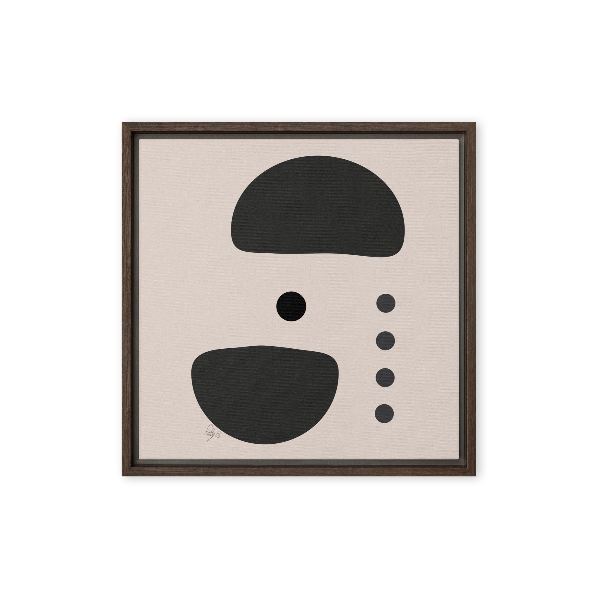 Dots taking sides Light pale framed canvas