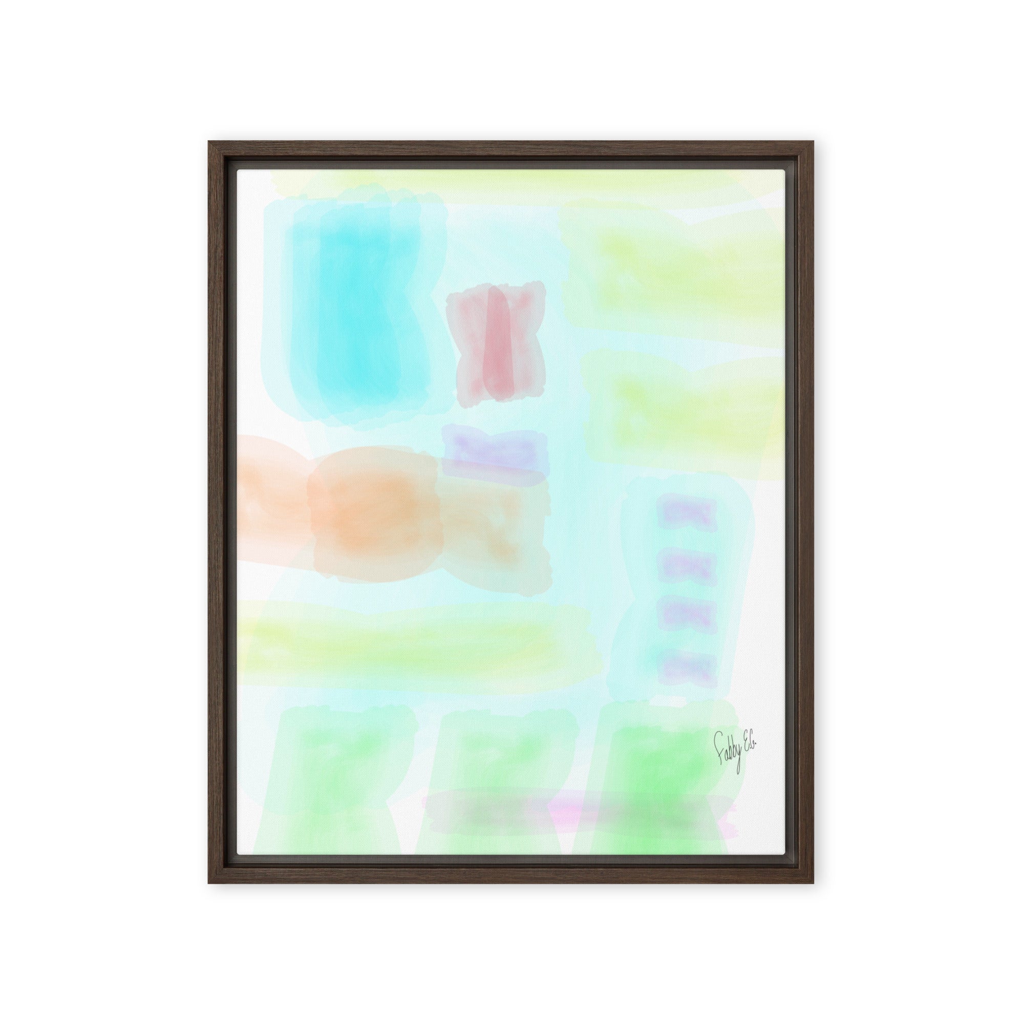 Watercolor abstract framed canvas