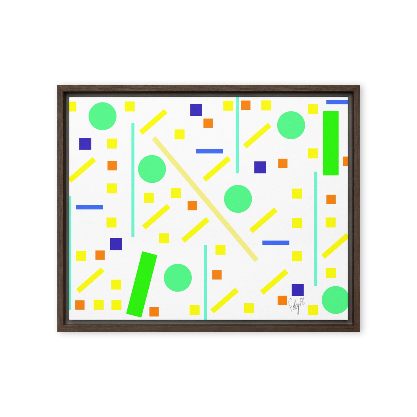 Squares and petite rectangles (white) framed canvas