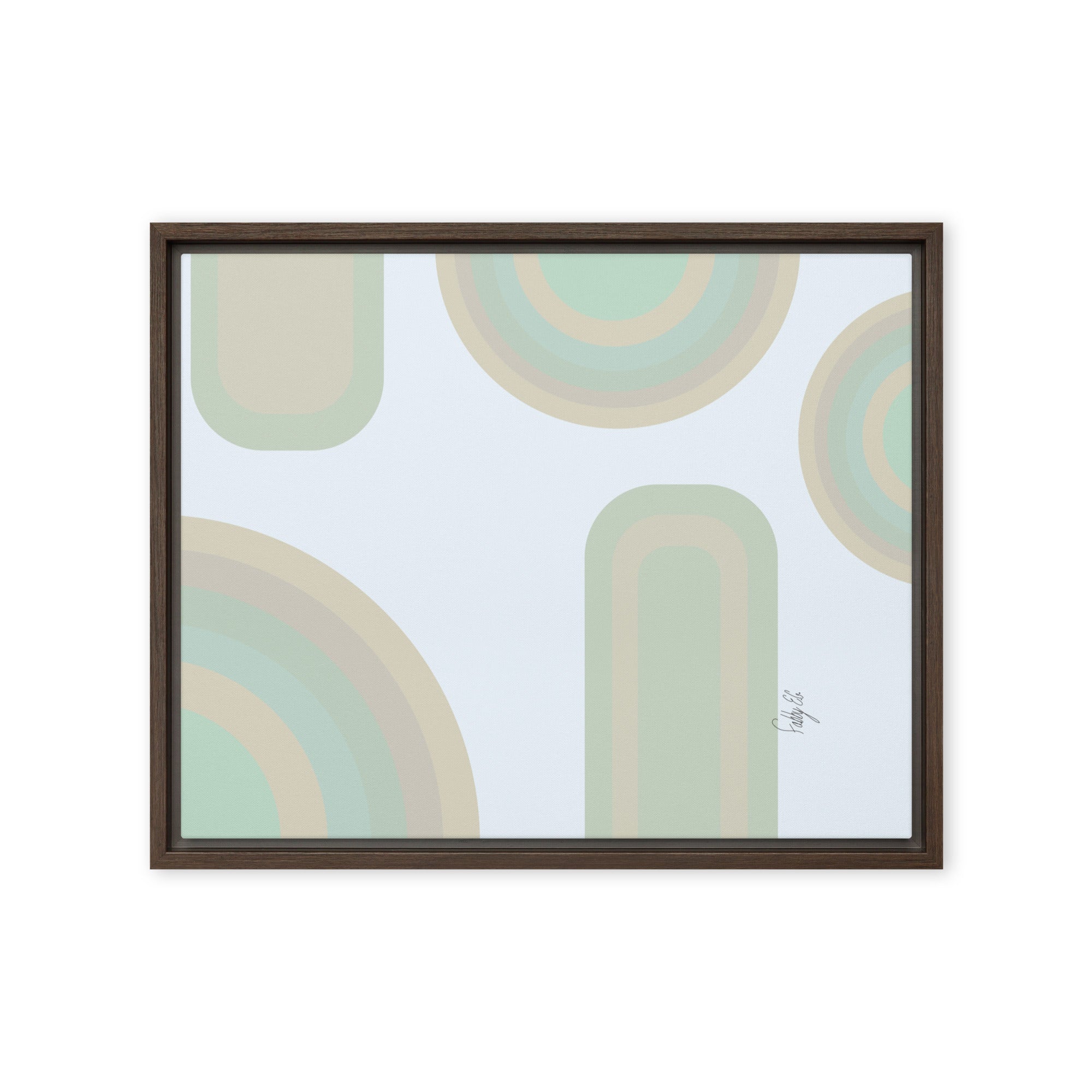 Neutral patterns blue framed canvas