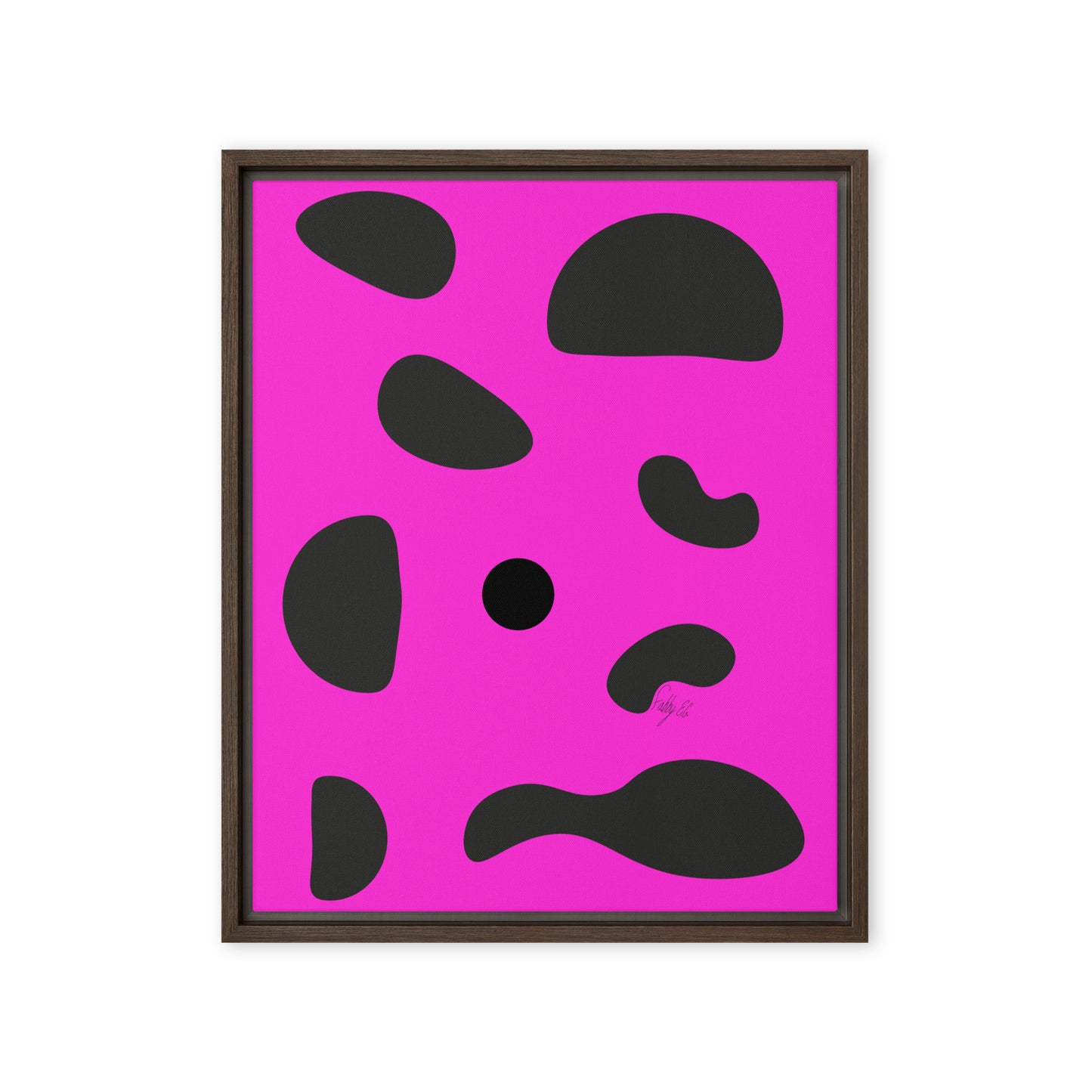 Dots pink framed canvas