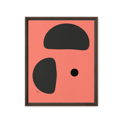 Opposite dots salmon framed canvas