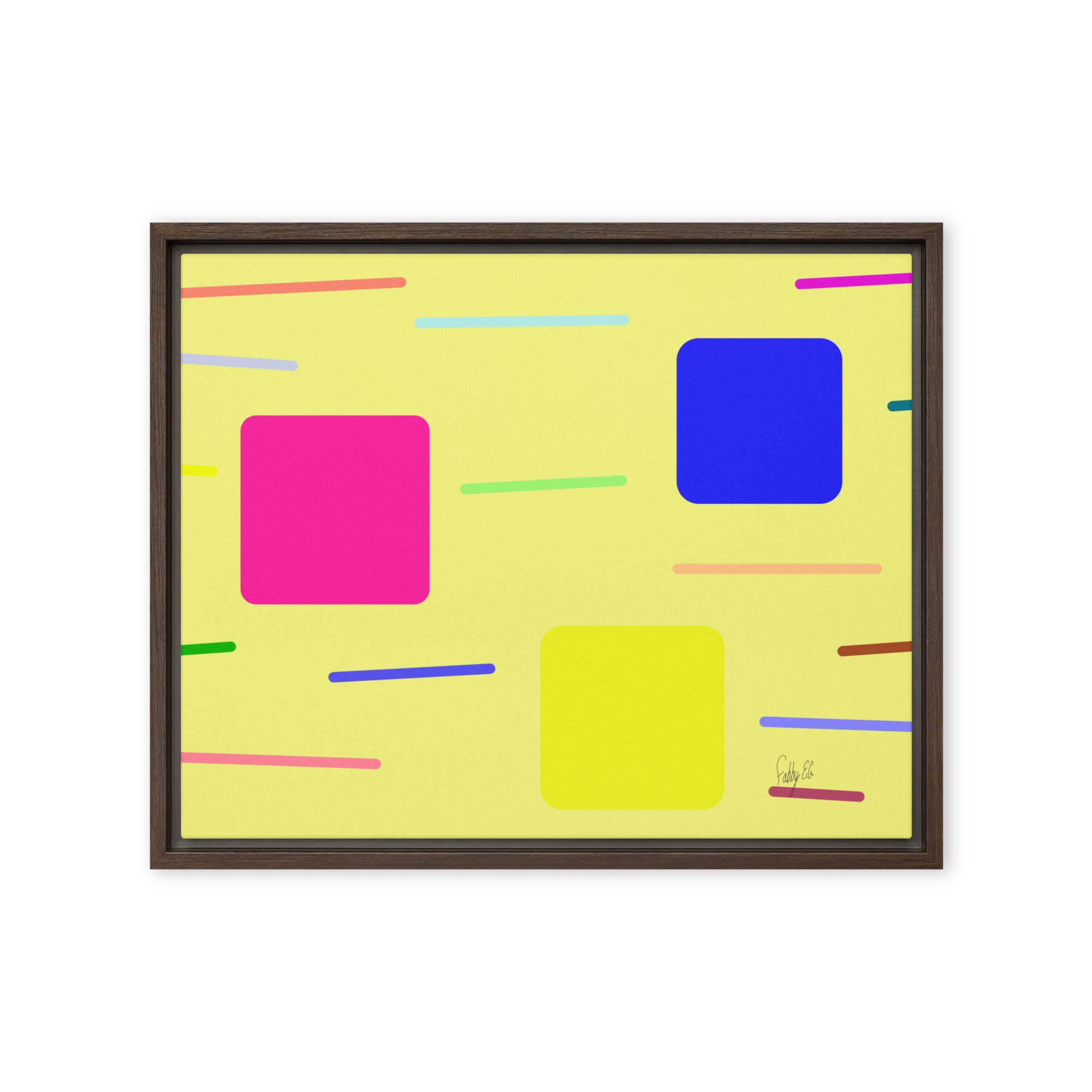 Time zone in a square yellow framed canvas