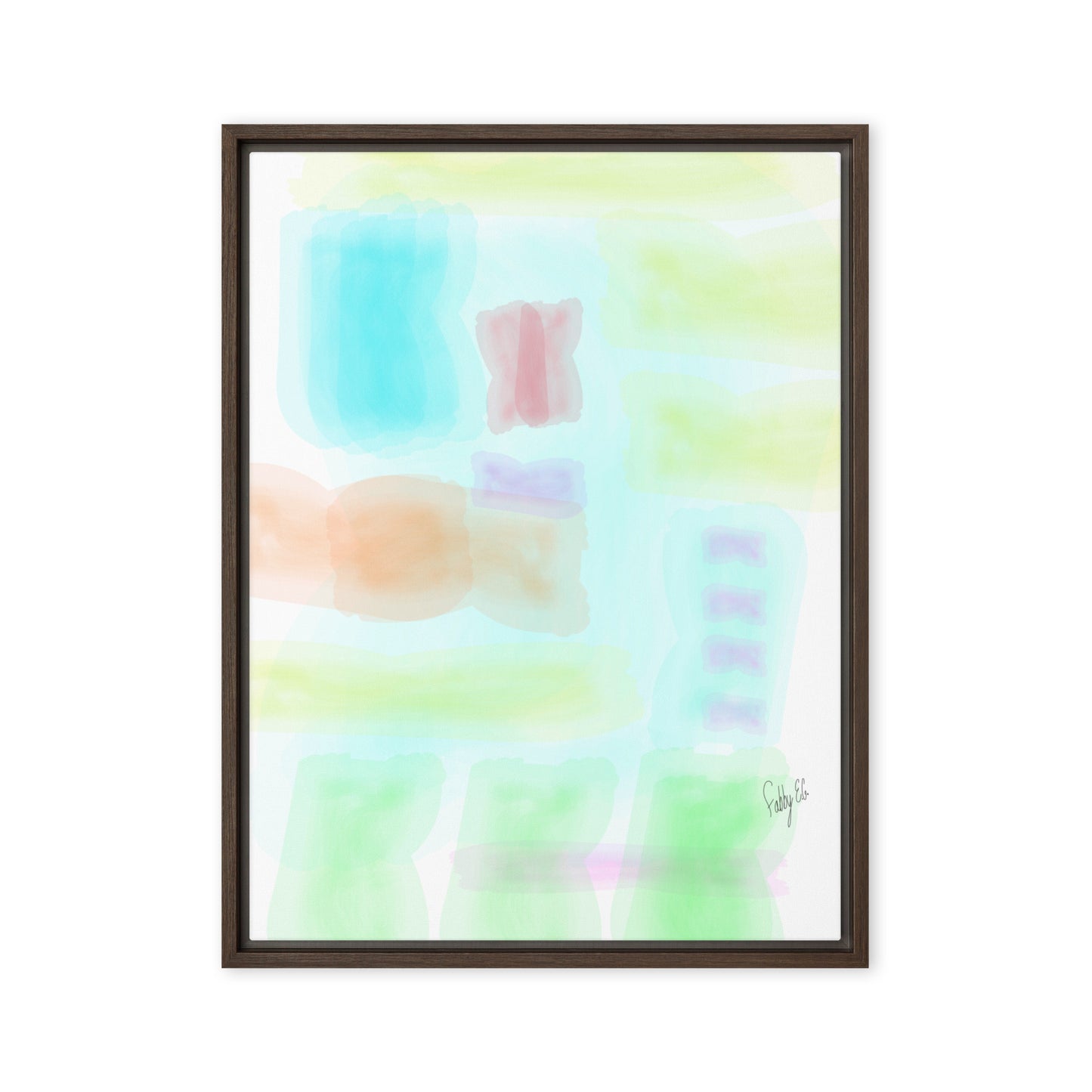 Watercolor abstract framed canvas