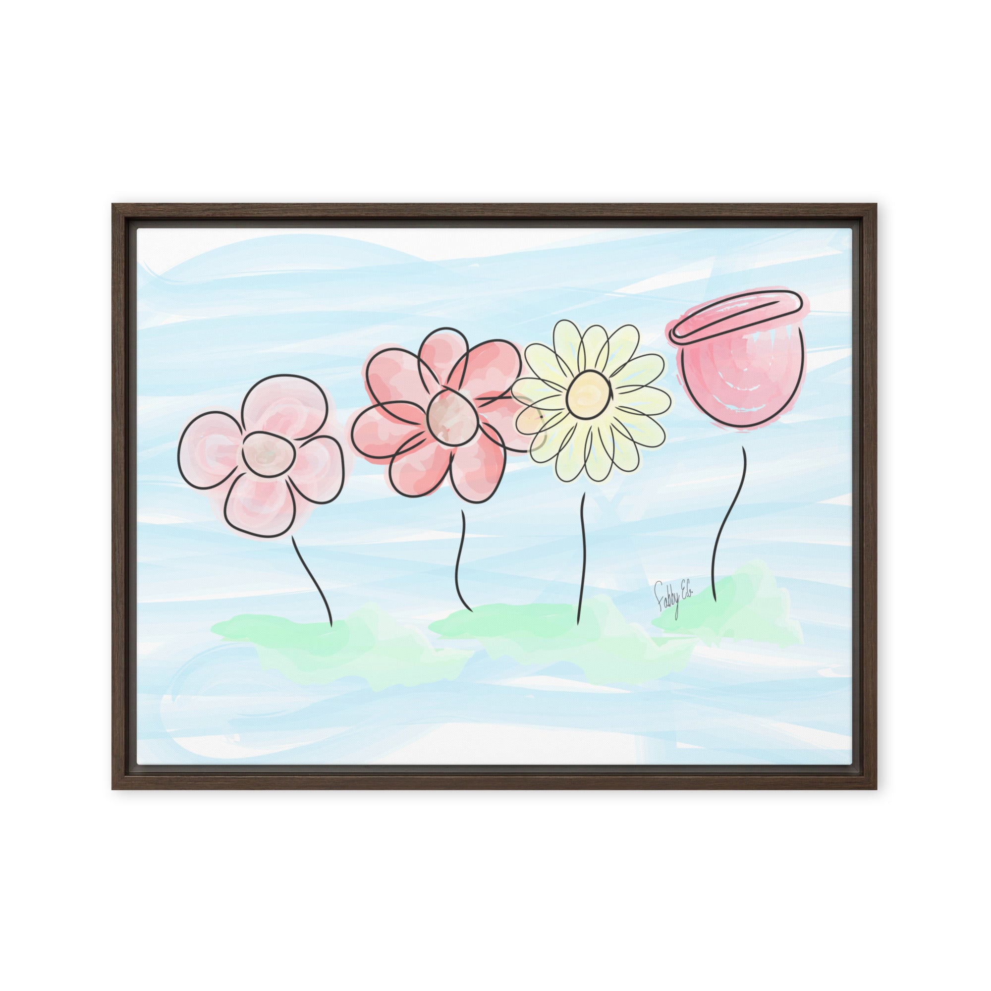 Buying myself four flowers framed canvas