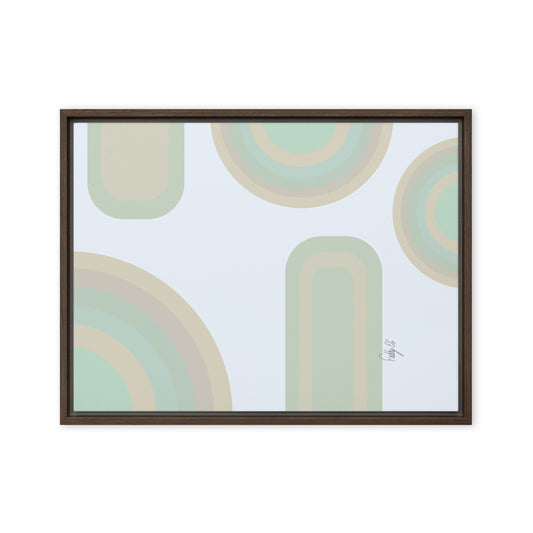 Neutral patterns blue framed canvas