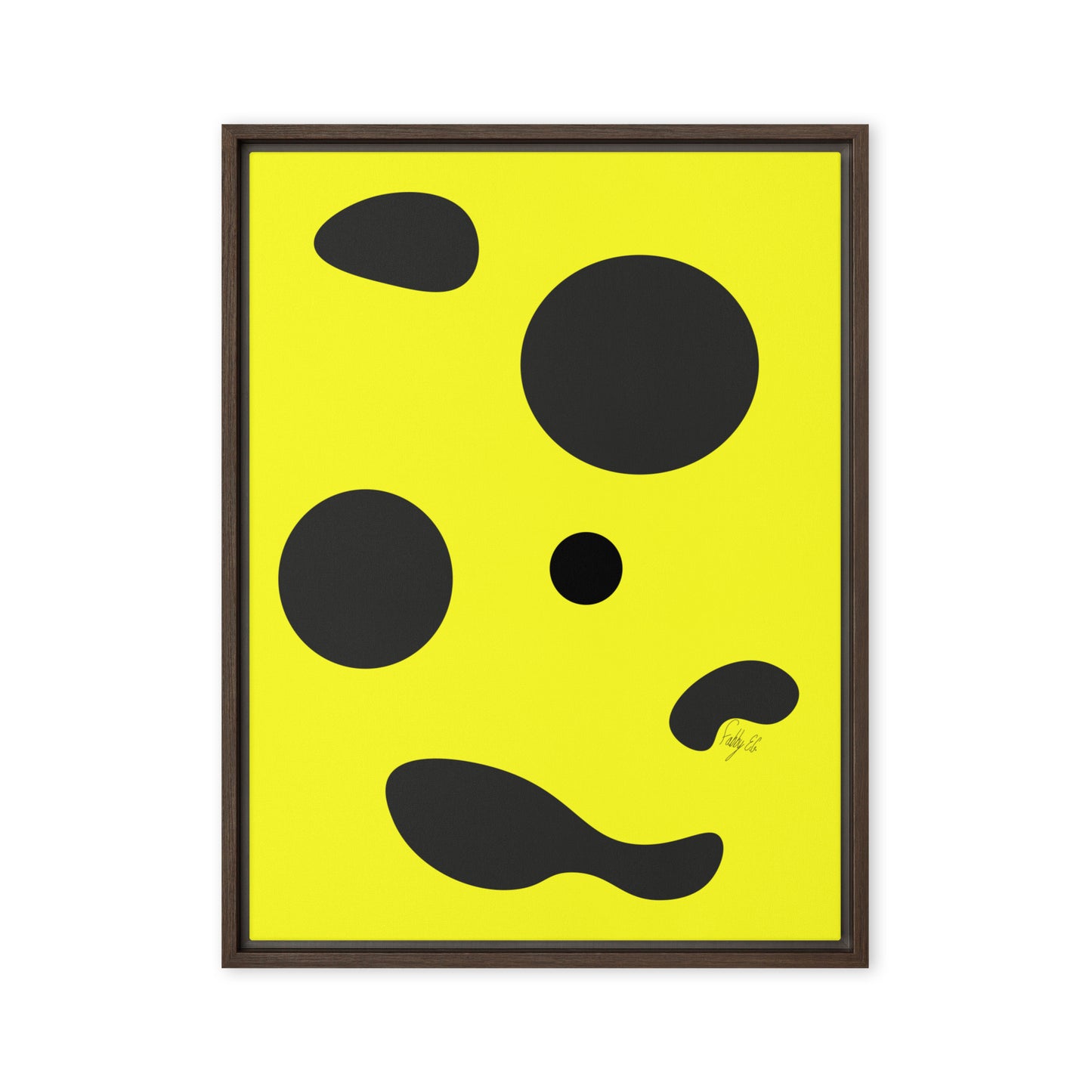 Dots yellow framed canvas