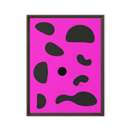 Dots pink framed canvas