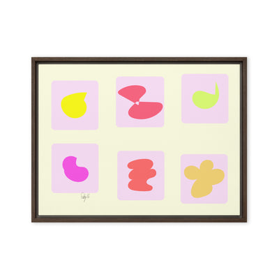 Pink squares in motion framed canvas