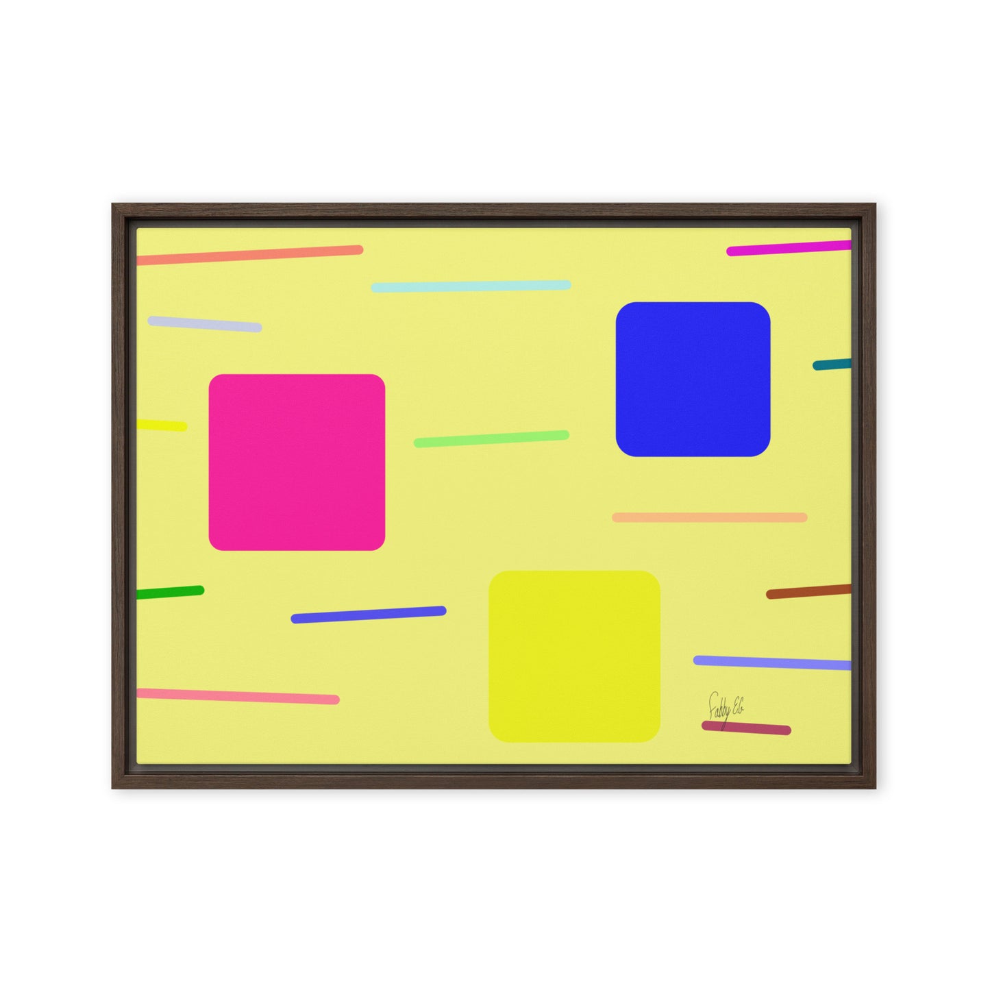 Time zone in a square yellow framed canvas