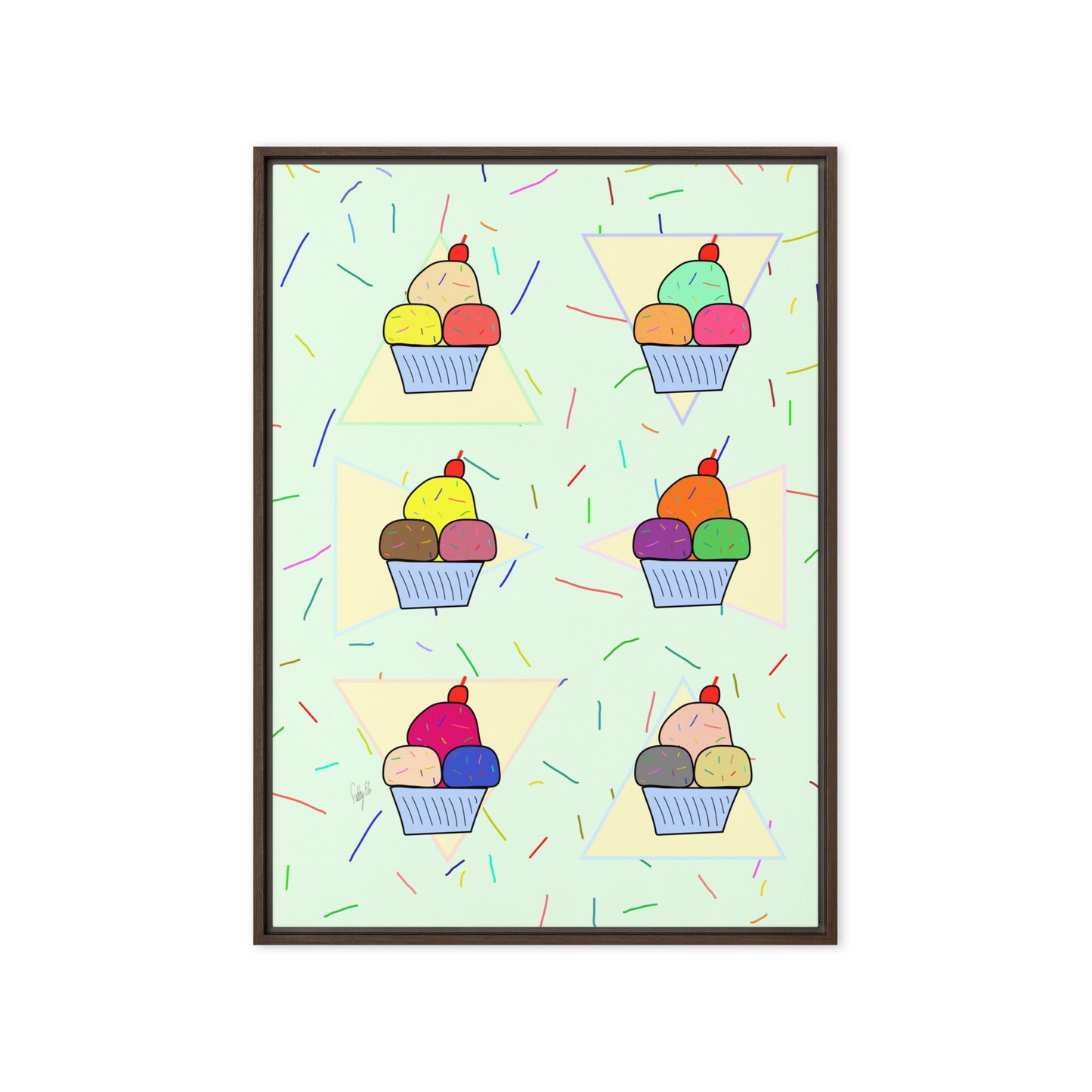 Ice cream time framed canvas