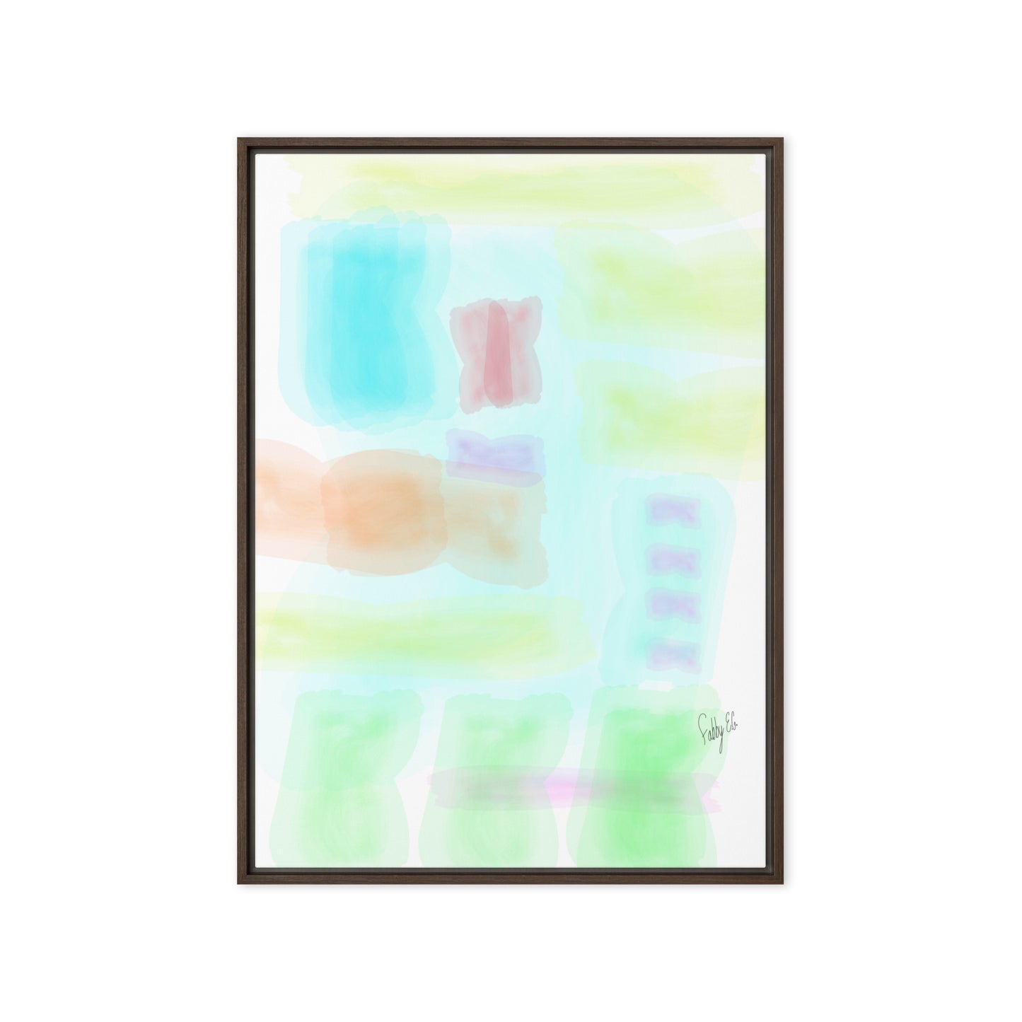 Watercolor abstract framed canvas