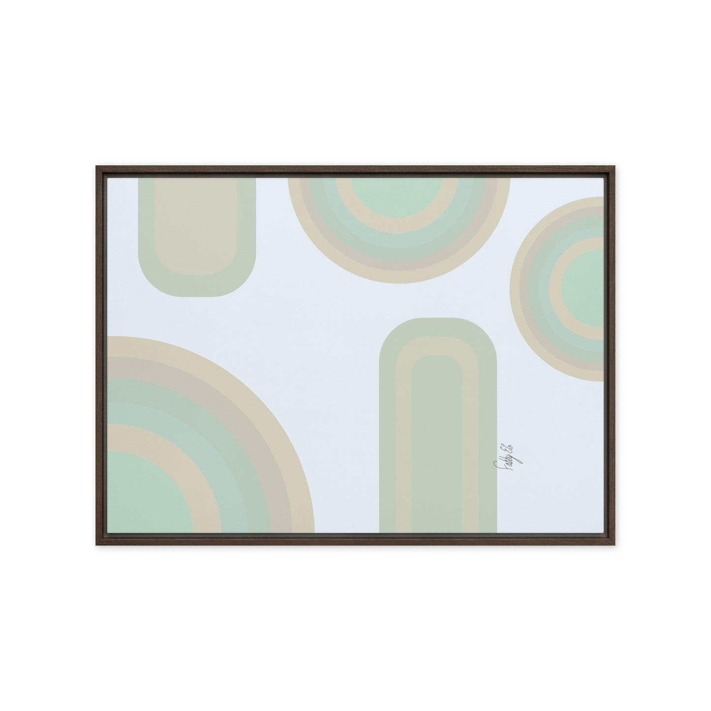 Neutral patterns blue framed canvas