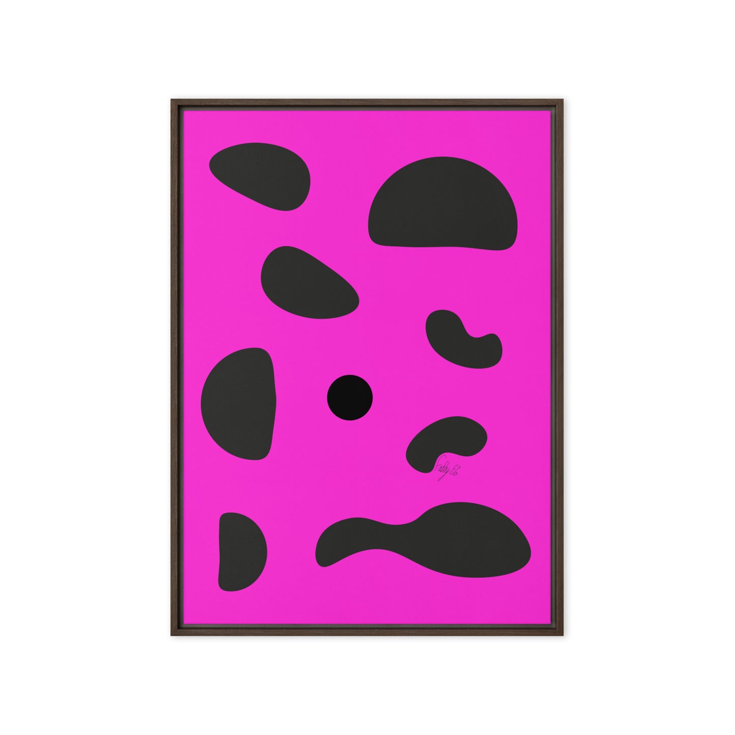 Dots pink framed canvas