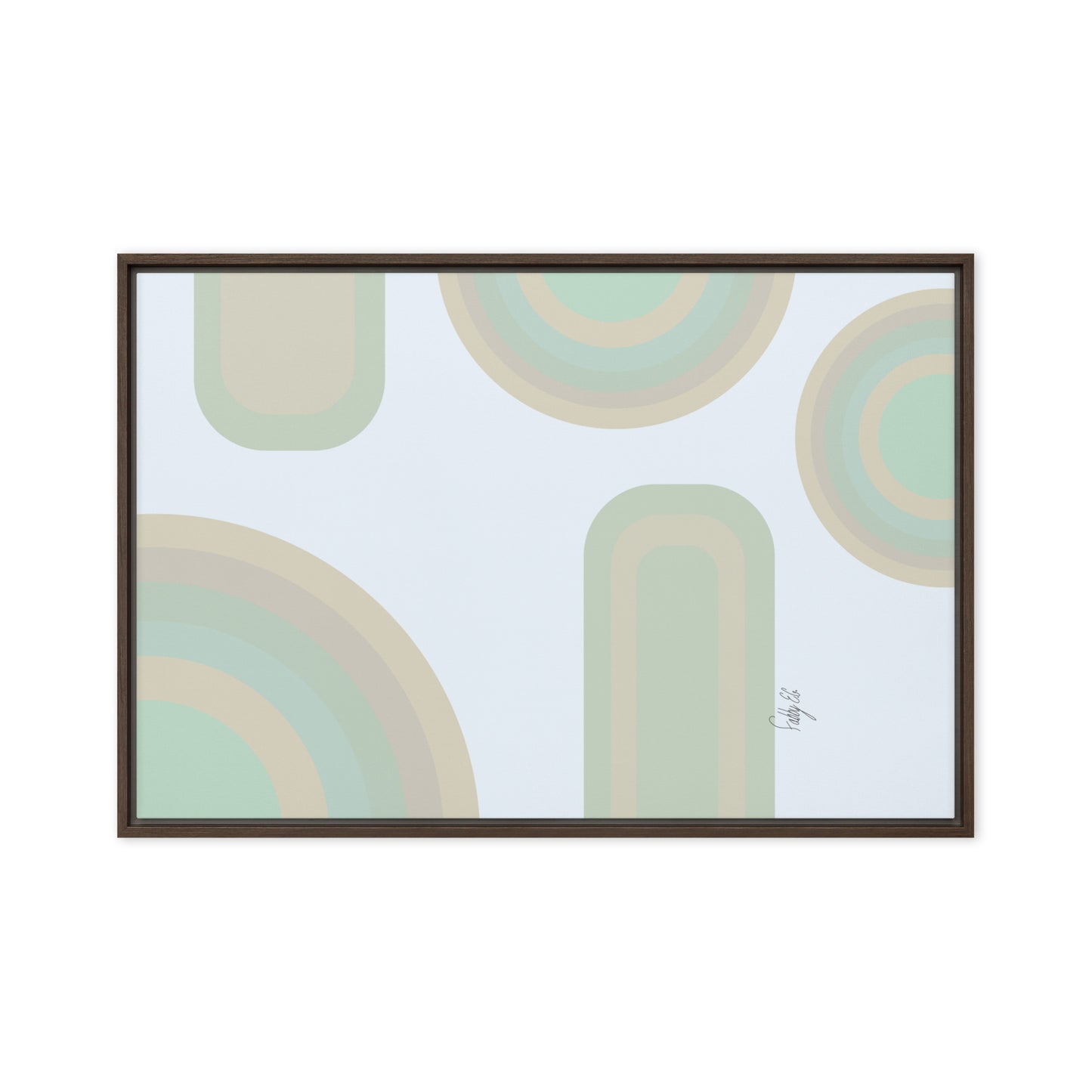 Neutral patterns blue framed canvas