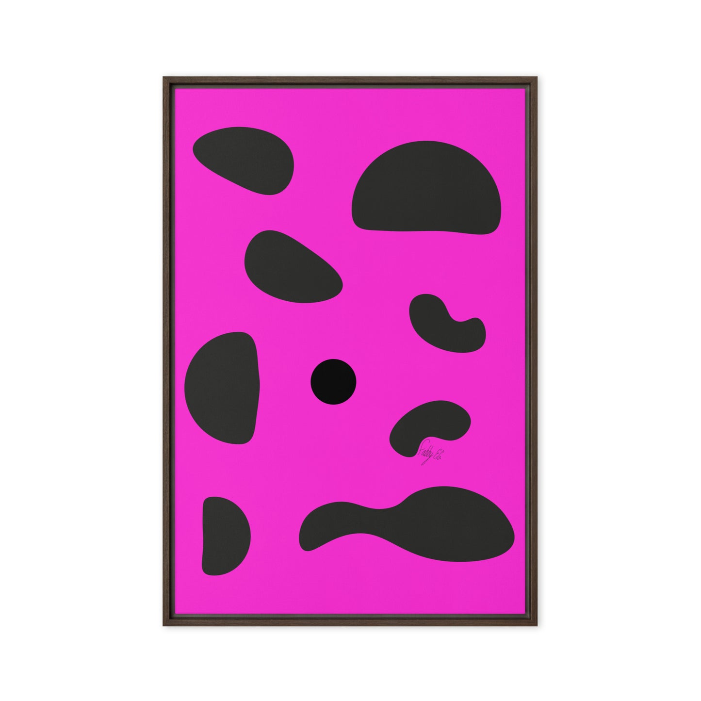 Dots pink framed canvas