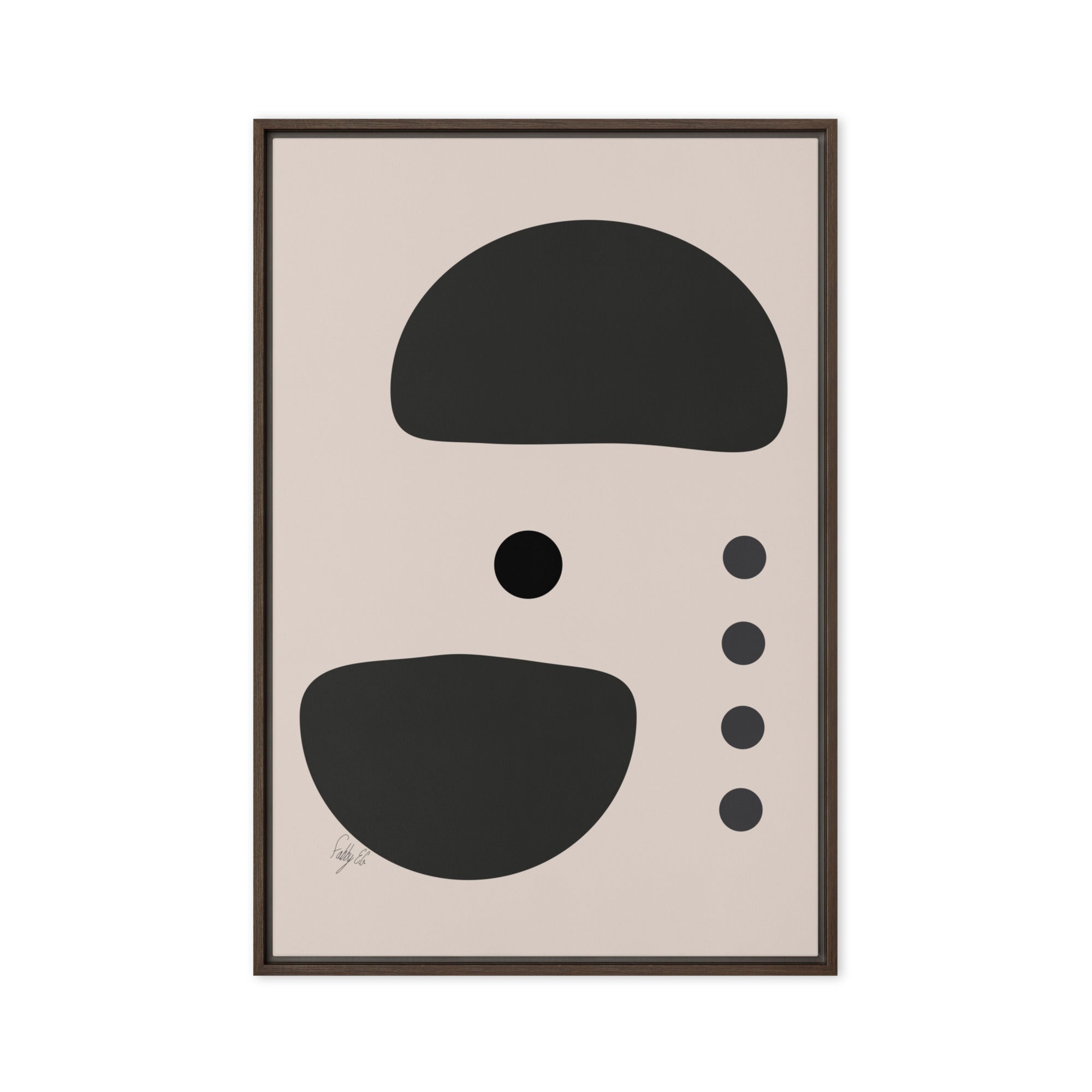 Dots taking sides Light pale framed canvas