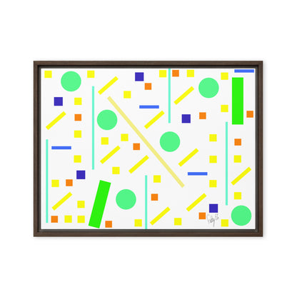 Squares and petite rectangles (white) framed canvas