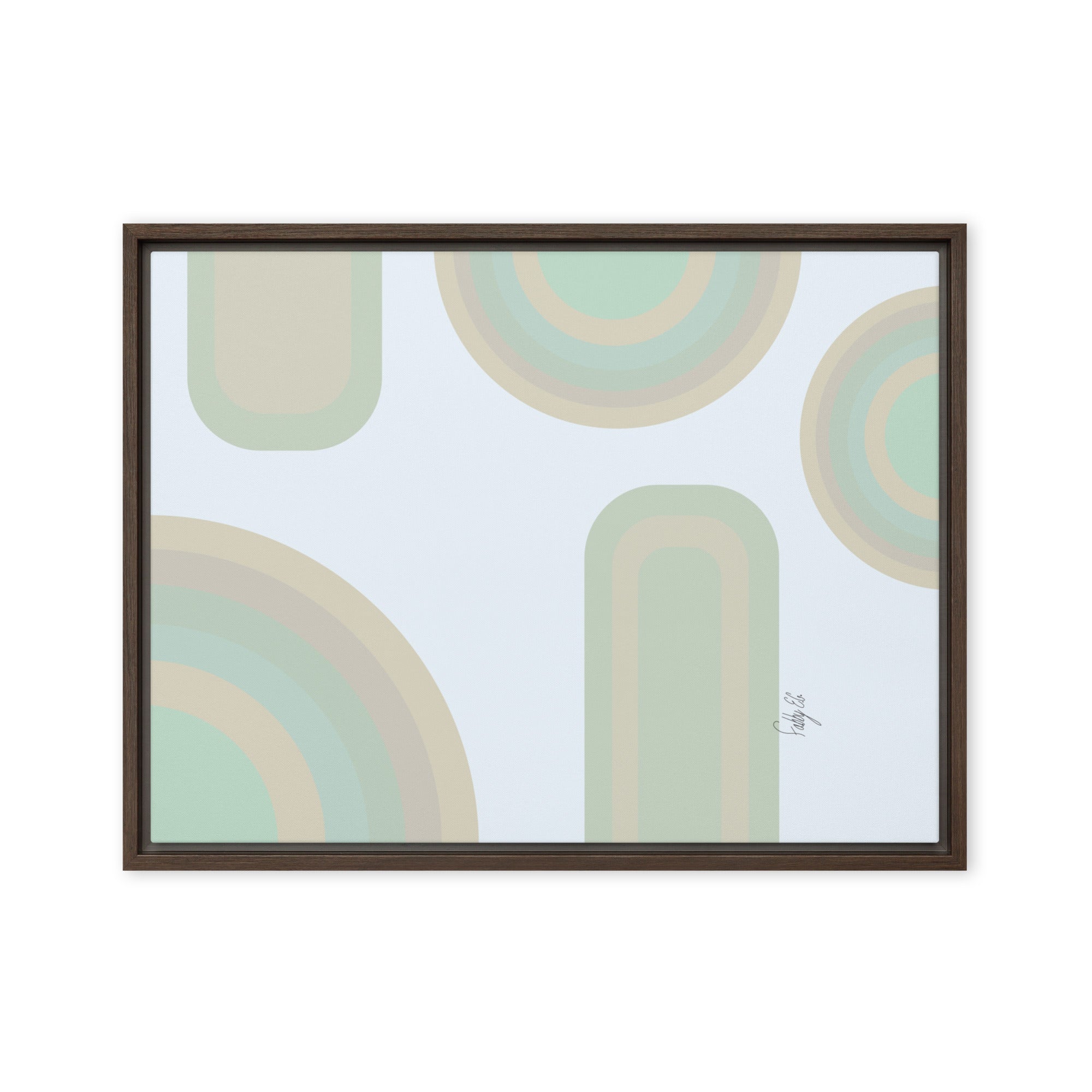 Neutral patterns blue framed canvas