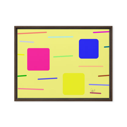 Time zone in a square yellow framed canvas