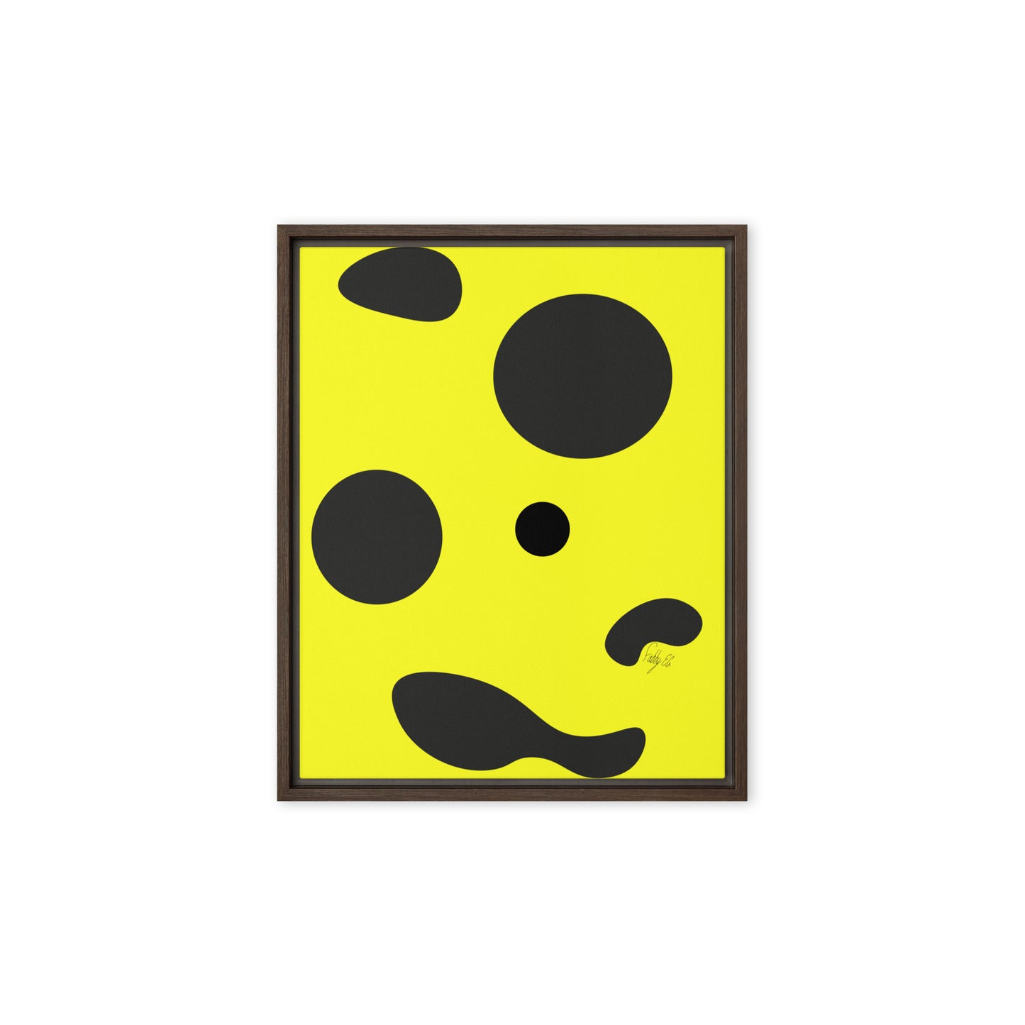 Dots yellow framed canvas