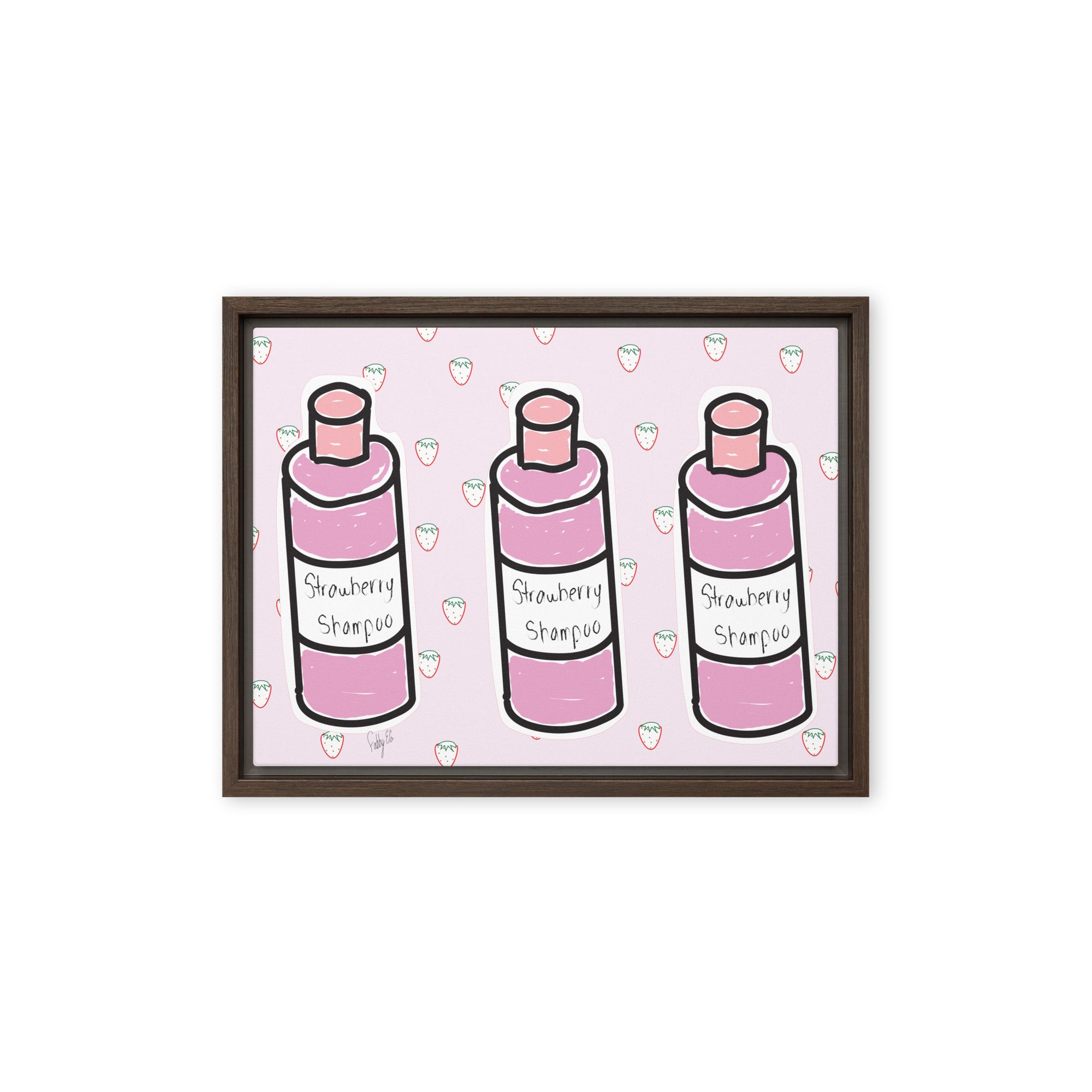 Strawberry shampoo framed canvas