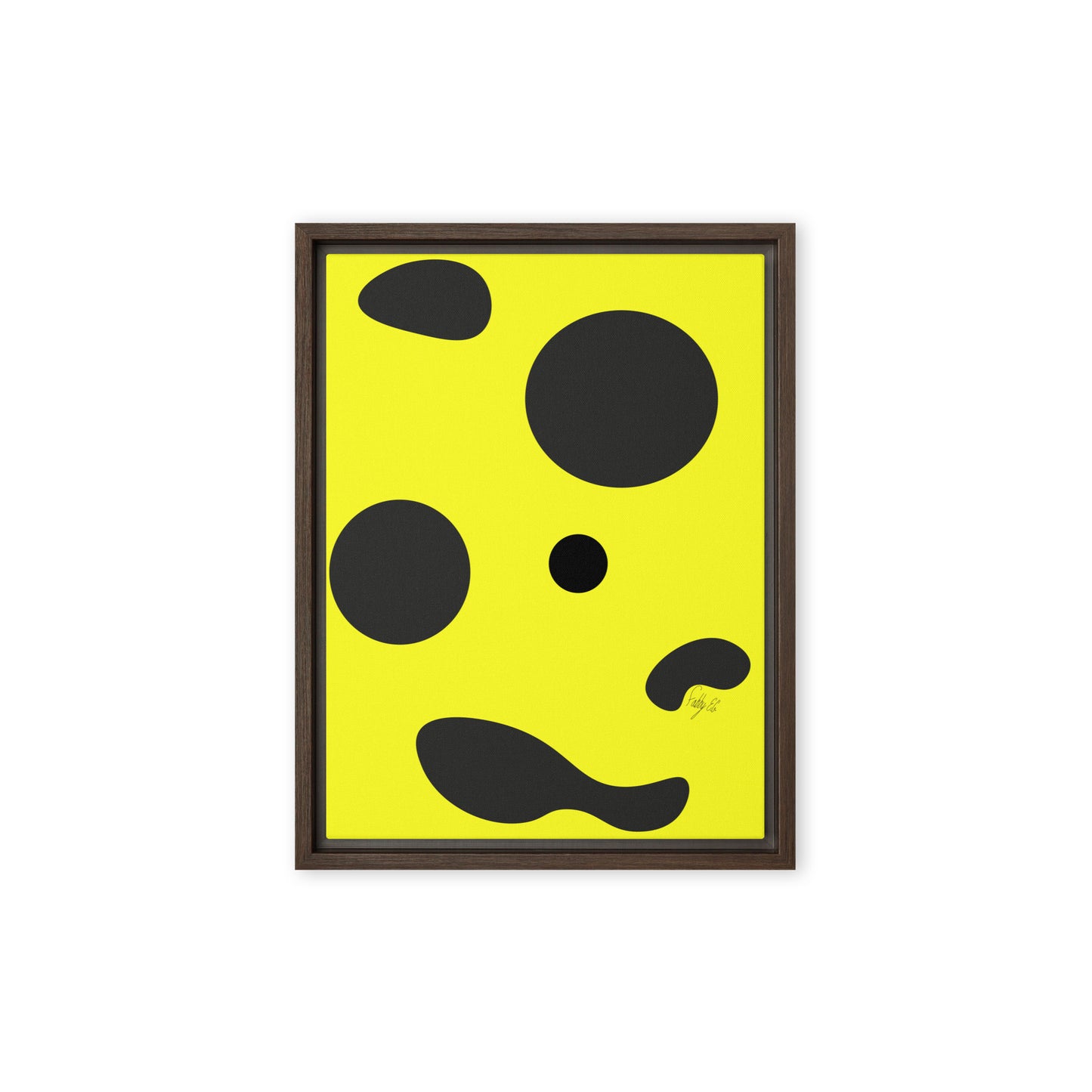 Dots yellow framed canvas