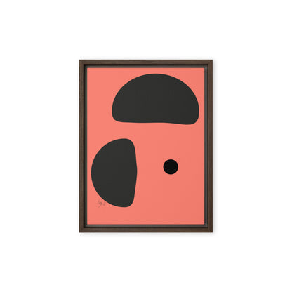 Opposite dots salmon framed canvas