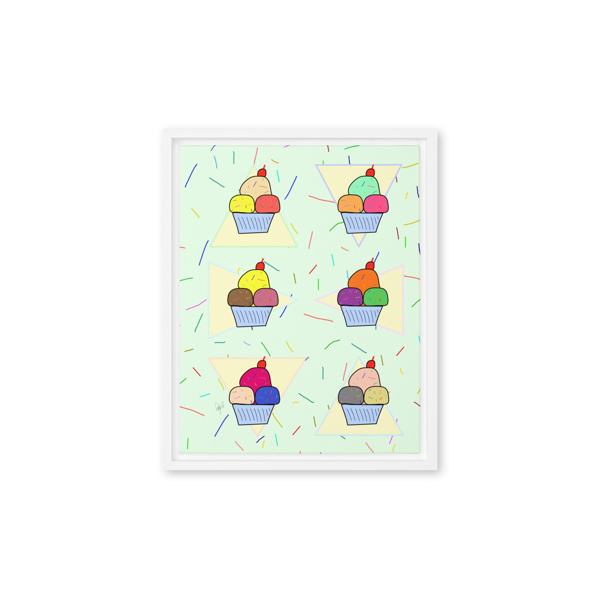 Ice cream time framed canvas